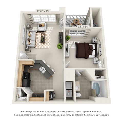 1 bed 1 bath A at Henley at Mirror Lake Apartments, Georgia, 30180